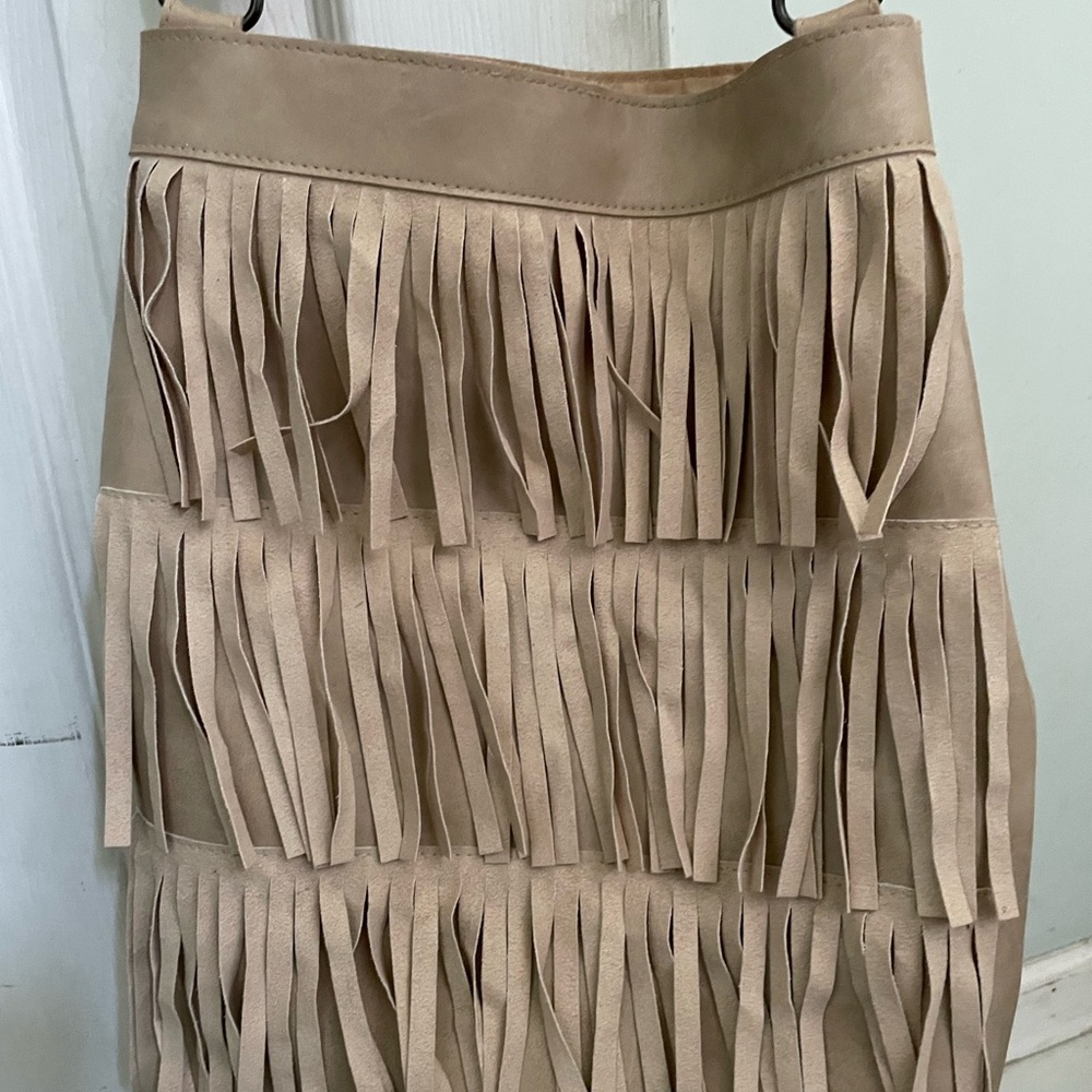 Fringed Tan Shoulder Bag